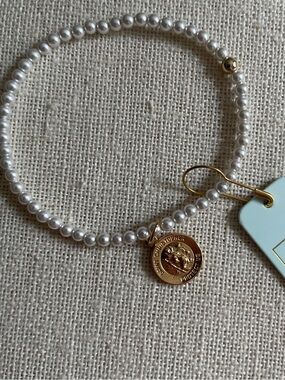 ENewton Gold and Pearl St Christopher Bracelet NWT